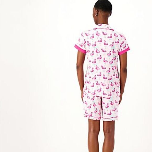 NWT Muk Luks Plus Size Cloud Knit Lounge Pajama Shorts Set Blue Abstract - 4XL - Picture 2 of 6